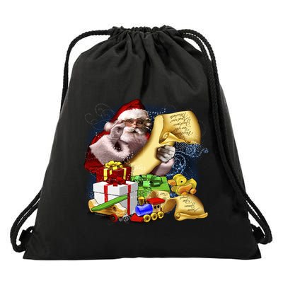 Santa's Making a List Drawstring Bag