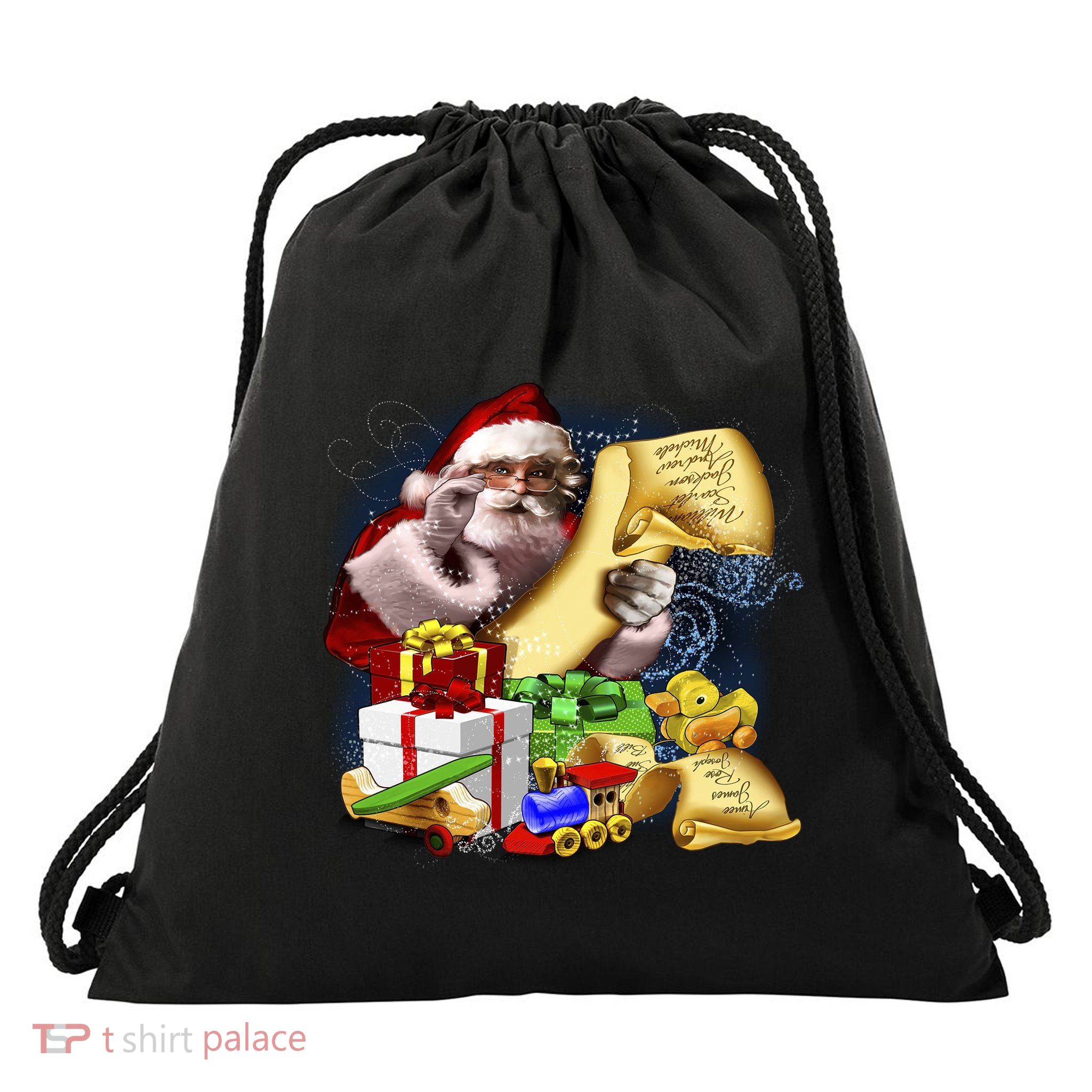 Santa's Making a List Drawstring Bag