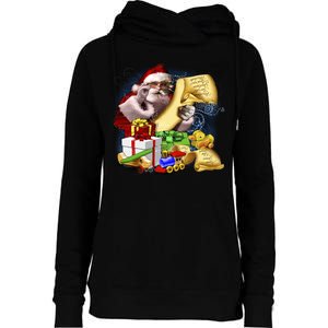 Santa's Making a List Womens Funnel Neck Pullover Hood