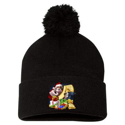Santa's Making a List Pom Pom 12in Knit Beanie