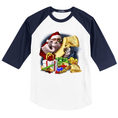 Santa's Making a List Baseball Sleeve Shirt