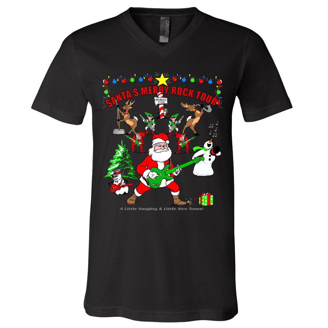 Santa's Merry Christmas Rock Tour V-Neck T-Shirt