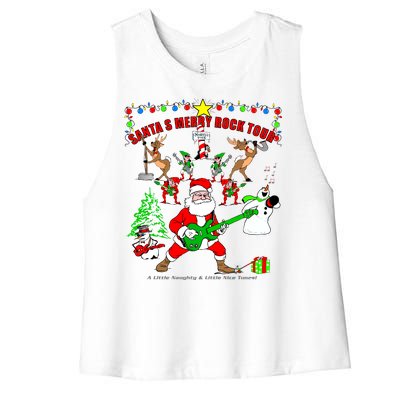 Santa's Merry Christmas Rock Tour Women's Racerback Cropped Tank