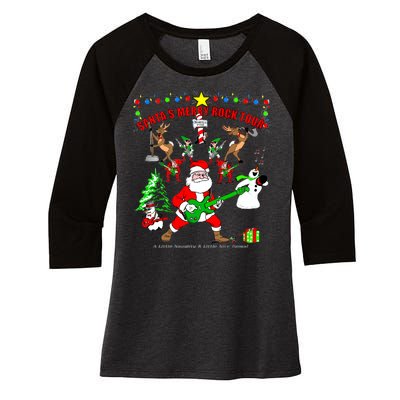 Santa's Merry Christmas Rock Tour Women's Tri-Blend 3/4-Sleeve Raglan Shirt