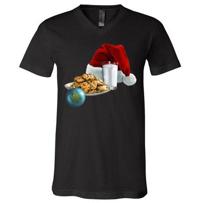 Santa's Milk & Cookies V-Neck T-Shirt