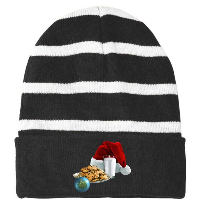 Santa's Milk & Cookies Striped Beanie with Solid Band