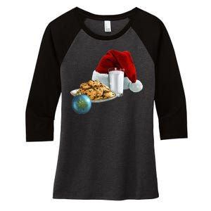 Santa's Milk & Cookies Women's Tri-Blend 3/4-Sleeve Raglan Shirt