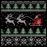 Santa's Retro Sleigh And Reindeer Ugly Christmas Sweater Impact Tech Backpack