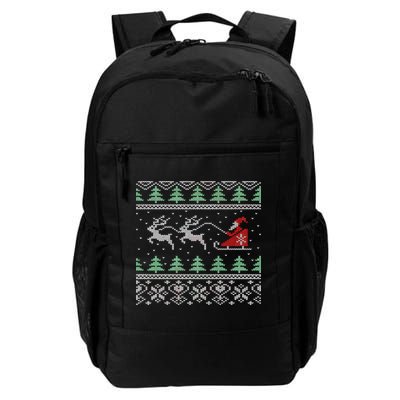 Santa's Retro Sleigh And Reindeer Ugly Christmas Sweater Backpack
