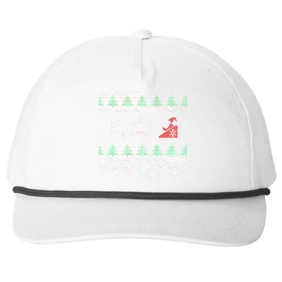 Santa's Retro Sleigh And Reindeer Ugly Christmas Sweater Snapback Five-Panel Rope Hat