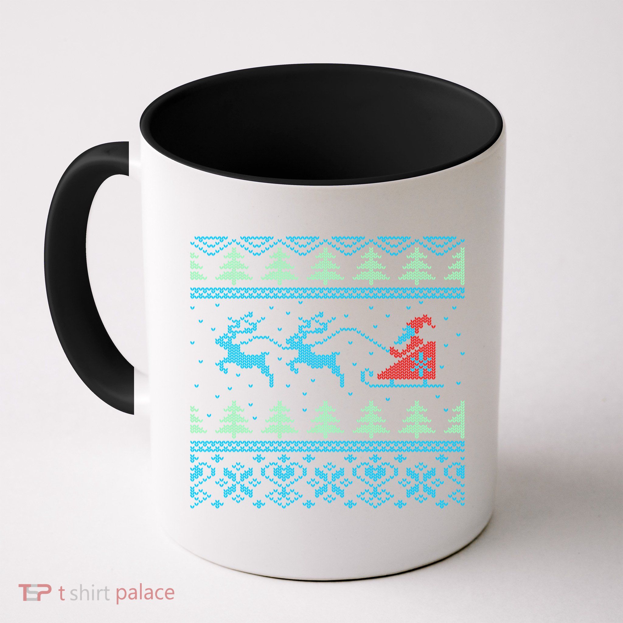 Santa's Retro Sleigh And Reindeer Ugly Christmas Sweater Mug