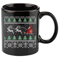 Santa's Retro Sleigh And Reindeer Ugly Christmas Sweater 11oz C Handle Ceramic Mug