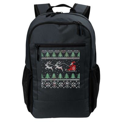 Santa's Retro Sleigh And Reindeer Ugly Christmas Sweater Daily Commute Backpack