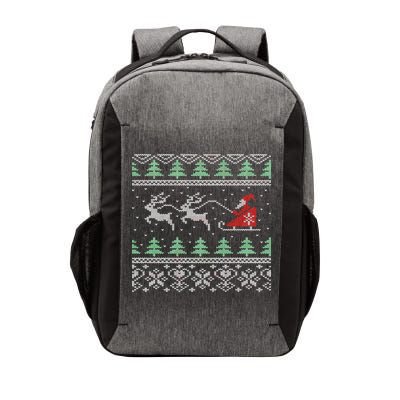 Santa's Retro Sleigh And Reindeer Ugly Christmas Sweater Vector Backpack