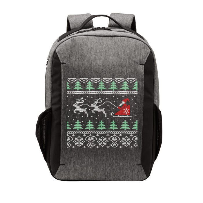 Santa's Retro Sleigh And Reindeer Ugly Christmas Sweater Vector Backpack