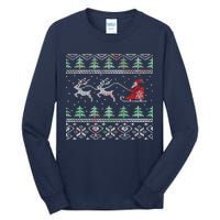 Santa's Retro Sleigh And Reindeer Ugly Christmas Sweater Tall Long Sleeve T-Shirt