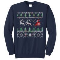 Santa's Retro Sleigh And Reindeer Ugly Christmas Sweater Tall Sweatshirt