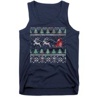 Santa's Retro Sleigh And Reindeer Ugly Christmas Sweater Tank Top