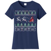 Santa's Retro Sleigh And Reindeer Ugly Christmas Sweater Women's T-Shirt