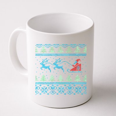 Santa's Retro Sleigh And Reindeer Ugly Christmas Sweater Coffee Mug