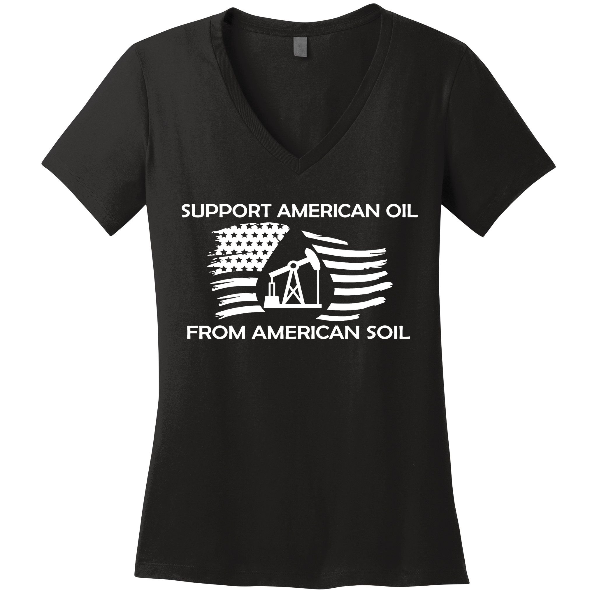 Support American Oil From American Soil USA Women's V-Neck T-Shirt