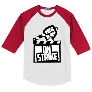 Sag Aftra On Strike WGA Protest Background Actor On Strike Kids Colorblock Raglan Jersey