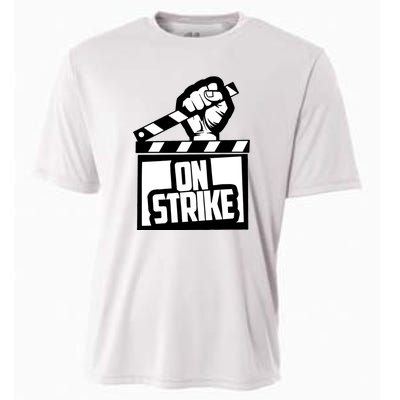 Sag Aftra On Strike WGA Protest Background Actor On Strike Cooling Performance Crew T-Shirt