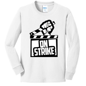 Sag Aftra On Strike WGA Protest Background Actor On Strike Kids Long Sleeve Shirt