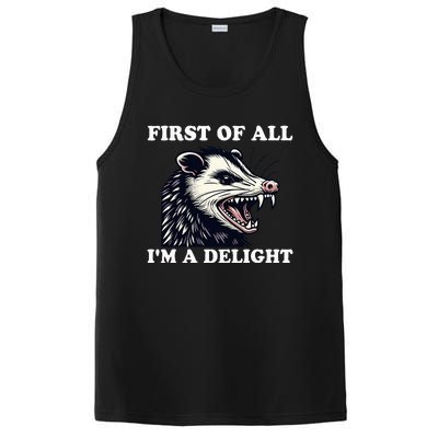 Sarcastic Angry Opossum Lover First Of All IM A Delight PosiCharge Competitor Tank