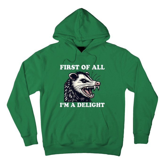 Sarcastic Angry Opossum Lover First Of All IM A Delight Hoodie