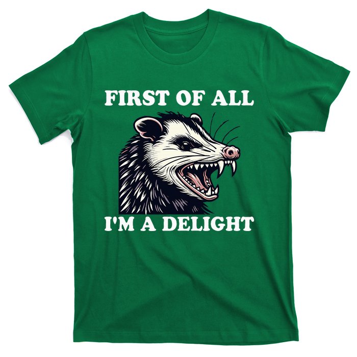 Sarcastic Angry Opossum Lover First Of All IM A Delight T-Shirt