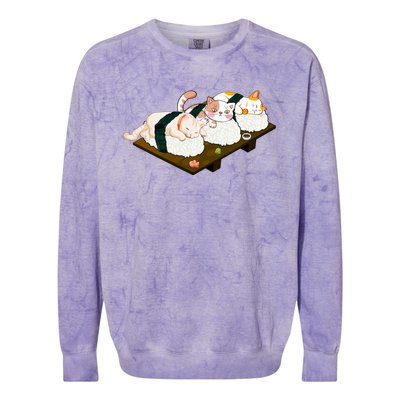 Sushi Anime Otaku Cat Kawaii Japanese Food Cat Lovers Gift Colorblast Crewneck Sweatshirt