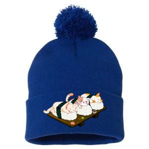 Sushi Anime Otaku Cat Kawaii Japanese Food Cat Lovers Gift Pom Pom 12in Knit Beanie