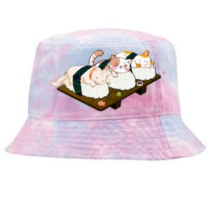 Sushi Anime Otaku Cat Kawaii Japanese Food Cat Lovers Gift Tie-Dyed Bucket Hat