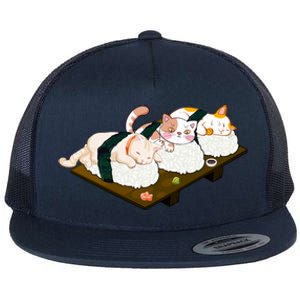 Sushi Anime Otaku Cat Kawaii Japanese Food Cat Lovers Gift Flat Bill Trucker Hat