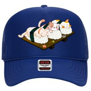 Sushi Anime Otaku Cat Kawaii Japanese Food Cat Lovers Gift High Crown Mesh Back Trucker Hat