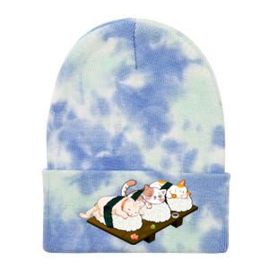 Sushi Anime Otaku Cat Kawaii Japanese Food Cat Lovers Gift Tie Dye 12in Knit Beanie