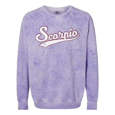 Scorpio Astrology October November Birthday Baseball Script Gift Colorblast Crewneck Sweatshirt