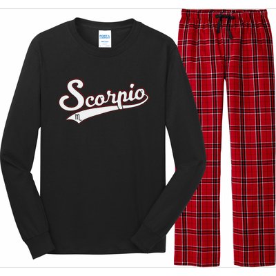 Scorpio Astrology October November Birthday Baseball Script Gift Long Sleeve Pajama Set