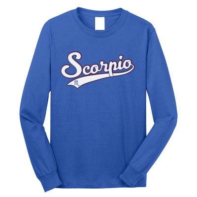 Scorpio Astrology October November Birthday Baseball Script Gift Long Sleeve Shirt