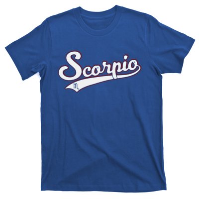 Scorpio Astrology October November Birthday Baseball Script Gift T-Shirt