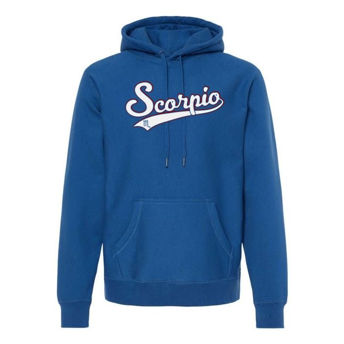 Scorpio Astrology October November Birthday Baseball Script Gift Premium Hoodie