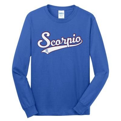 Scorpio Astrology October November Birthday Baseball Script Gift Tall Long Sleeve T-Shirt