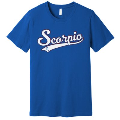 Scorpio Astrology October November Birthday Baseball Script Gift Premium T-Shirt