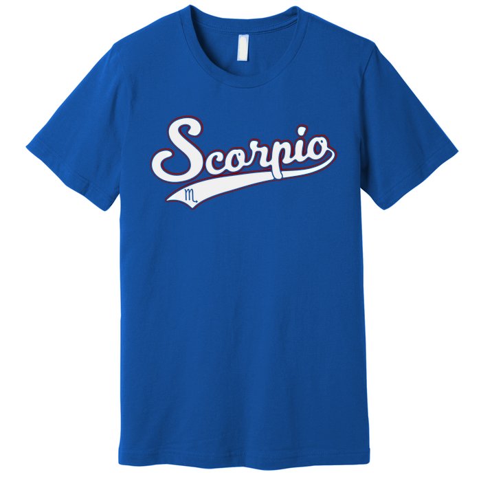 Scorpio Astrology October November Birthday Baseball Script Gift Premium T-Shirt