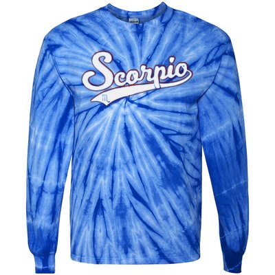 Scorpio Astrology October November Birthday Baseball Script Gift Tie-Dye Long Sleeve Shirt