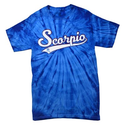 Scorpio Astrology October November Birthday Baseball Script Gift Tie-Dye T-Shirt