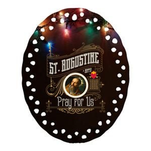 St. Augustine Of Hippo Pray For Us City God Catholic Ceramic Oval Ornament