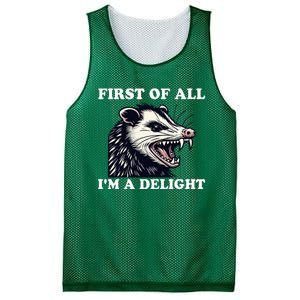 Sarcastic Angry Opossum Lover First Of All IM A Delight Mesh Reversible Basketball Jersey Tank