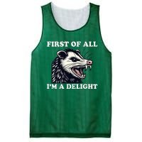 Sarcastic Angry Opossum Lover First Of All IM A Delight Mesh Reversible Basketball Jersey Tank